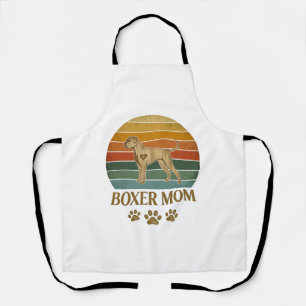 Boxer Mum Dog Retro Sunset Paw Prints_1 Apron