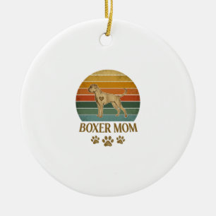 Boxer Mum Dog Retro Sunset Paw Prints_1 Ceramic Ornament