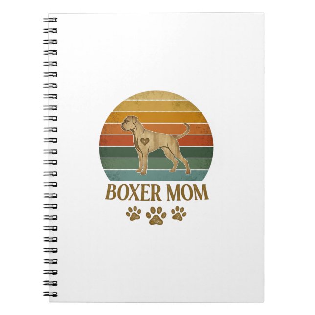 Boxer Mum Dog Retro Sunset Paw Prints_1 Notebook (Front)