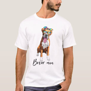 Boxer Mum Dog Tie Dye Bandanna Sunglasses Mother's T-Shirt