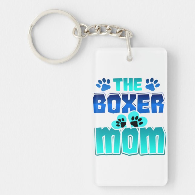 Boxer Mum Funny Dog Lover Paw Prints Boxer Mum Key Ring (Front)