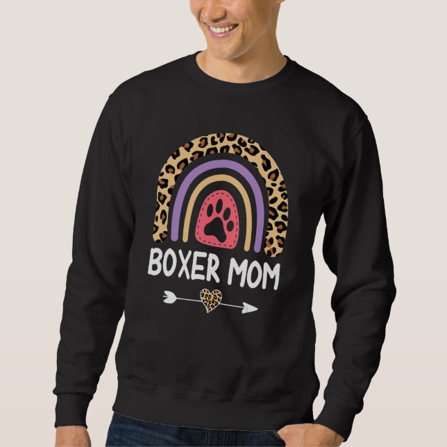 Boxer Mum Rainbow Leopard Dog Mama Cute Sweatshirt (Front)