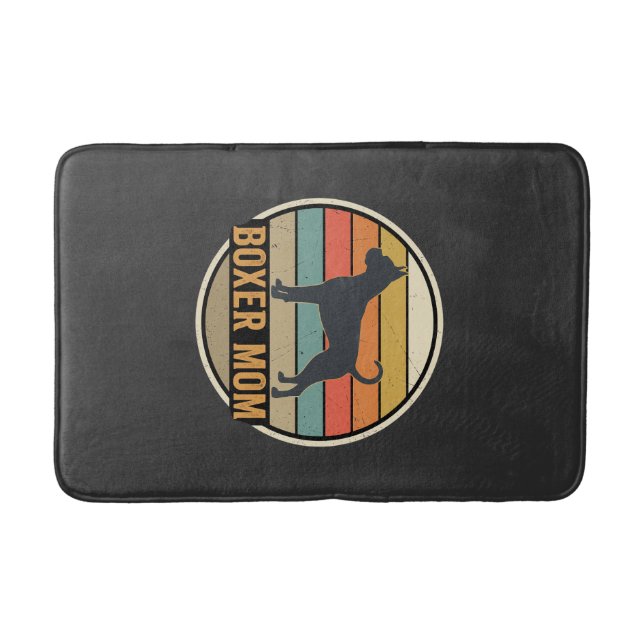 Boxer Mum Retro Sunset Dog Bath Mat (Front)