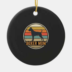 Boxer Mum Retro Sunset Dog Ceramic Ornament