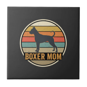 Boxer Mum Retro Sunset Dog Ceramic Tile