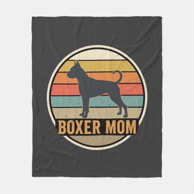 Boxer Mum Retro Sunset Dog Fleece Blanket (Front)