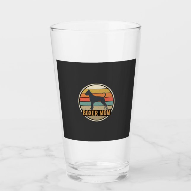 Boxer Mum Retro Sunset Dog Glass (Front)