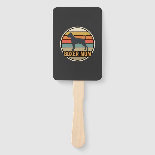 Boxer Mum Retro Sunset Dog Hand Fan (Front)