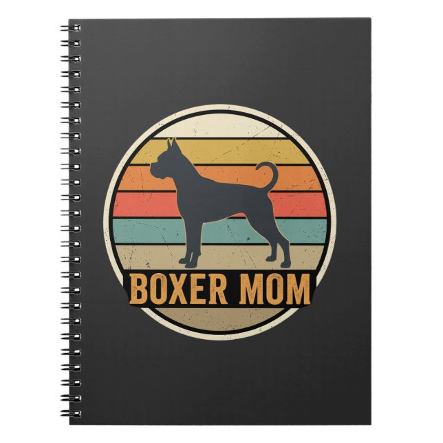 Boxer Mum Retro Sunset Dog Notebook (Front)