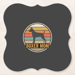 Boxer Mum Retro Sunset Dog Paper Coaster