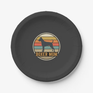 Boxer Mum Retro Sunset Dog Paper Plate