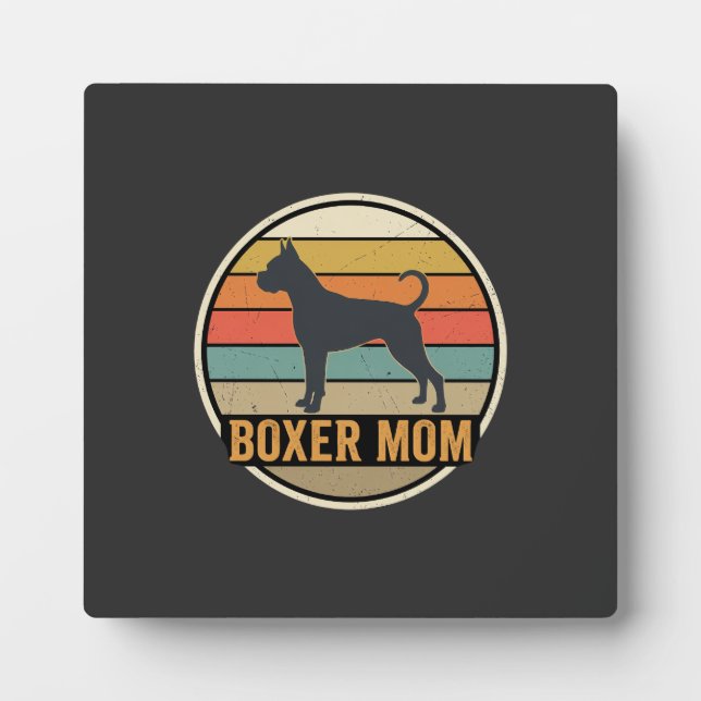 Boxer Mum Retro Sunset Dog Plaque (Front)