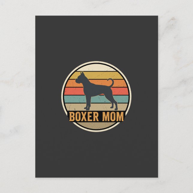Boxer Mum Retro Sunset Dog Postcard (Front)