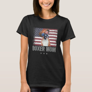 Boxer Mum Retro Usa American Flag Patriotic 4th Of T-Shirt