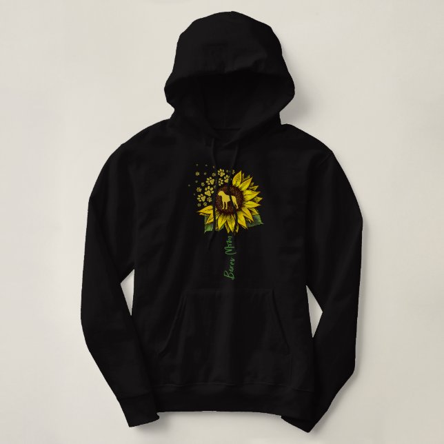 Boxer Mum Sunflower Boxer Dog Gifts Dog Mum Mama  Hoodie (Design Front)