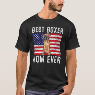 Boxer Mum Usa American Flag Boxer Dog Owner T-Shirt
