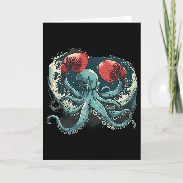 Boxer Octopus Lover Ocean Sea Creature Funny Boxin Card (Front)