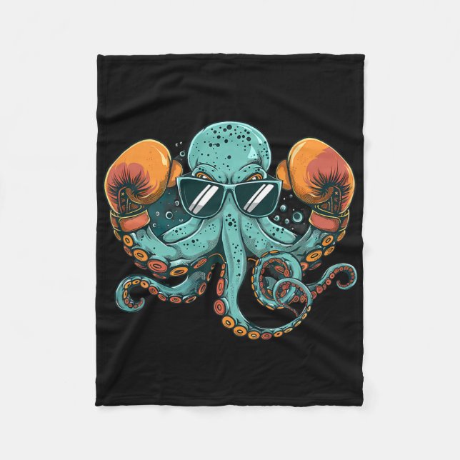 Boxer Octopus Lover Ocean Sea Creature Funny Boxin Fleece Blanket (Front)
