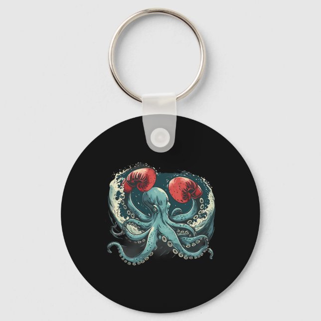 Boxer Octopus Lover Ocean Sea Creature Funny Boxin Key Ring (Front)