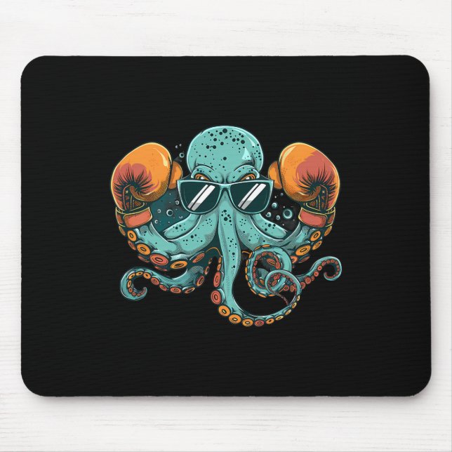 Boxer Octopus Lover Ocean Sea Creature Funny Boxin Mouse Pad (Front)