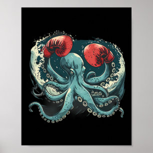 Boxer Octopus Lover Ocean Sea Creature Funny Boxin Poster