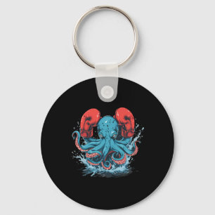 Boxer Octopus Lover Ocean Sea Creature Kickboxing  Key Ring