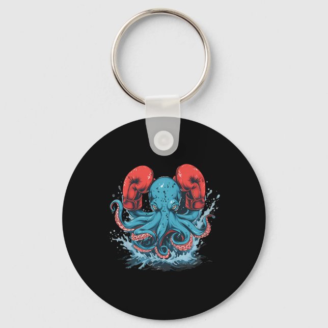 Boxer Octopus Lover Ocean Sea Creature Kickboxing  Key Ring (Front)