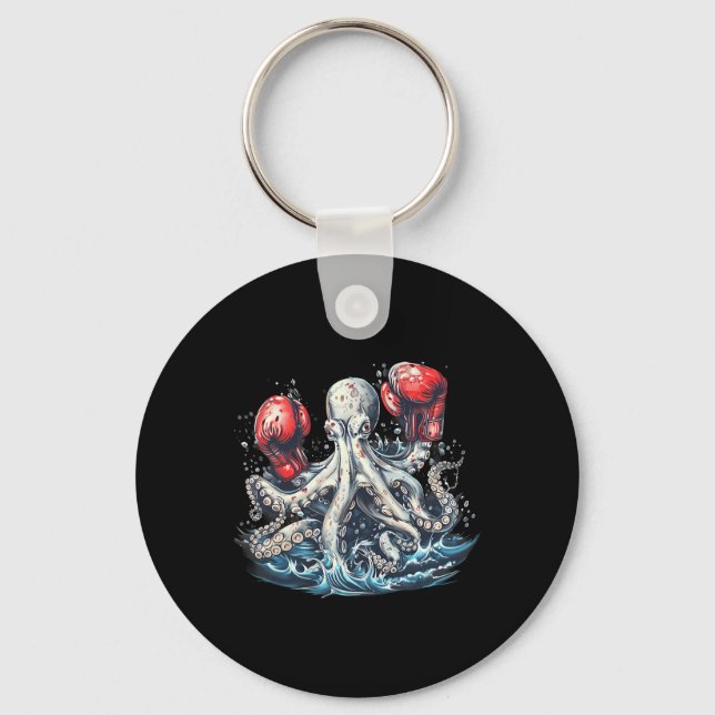 Boxer Octopus Lover Ocean Sea Creature Kickboxing  Key Ring (Front)
