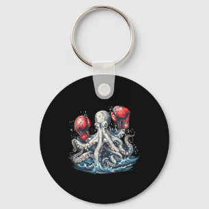 Boxer Octopus Lover Ocean Sea Creature Kickboxing  Key Ring