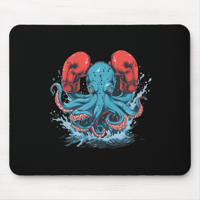 Boxer Octopus Lover Ocean Sea Creature Kickboxing  Mouse Pad (Front)