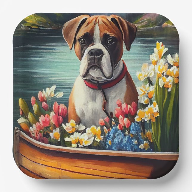 Boxer on a Paddle: A Scenic Adventure Paper Plate (Front)