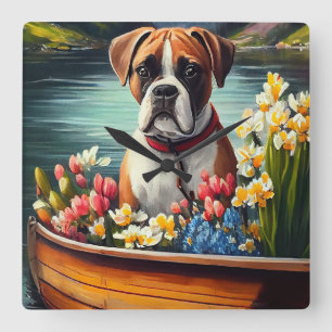 Boxer on a Paddle: A Scenic Adventure Square Wall Clock