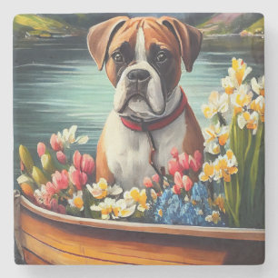 Boxer on a Paddle: A Scenic Adventure Stone Coaster