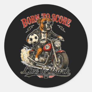 Boxer On Motorbike Love Footbal - Soccer Digor Classic Round Sticker