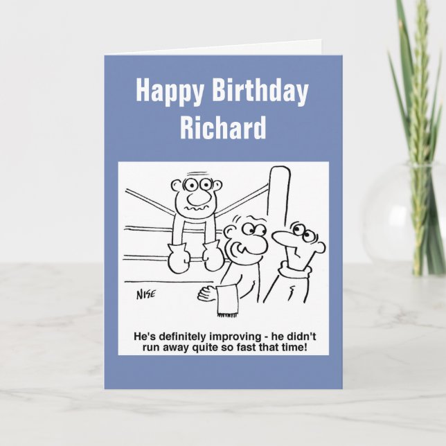 Boxer On the Ropes Cartoon Card (Front)