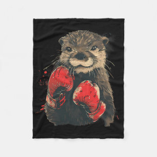 Boxer Otter With Boxing Gloves Kickboxing Funny Bo Fleece Blanket