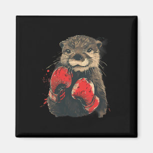 Boxer Otter With Boxing Gloves Kickboxing Funny Bo Magnet