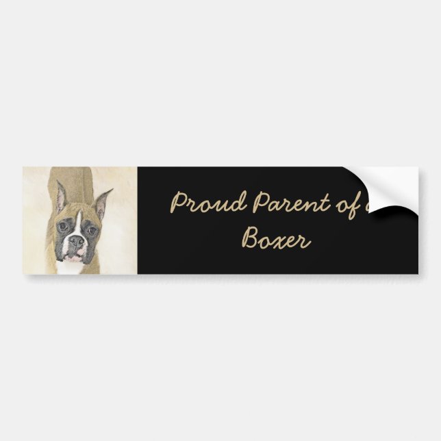 Boxer Painting - Cute Original Dog Art Bumper Sticker (Front)