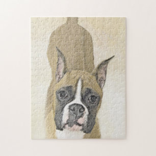 Boxer Painting - Cute Original Dog Art Jigsaw Puzzle