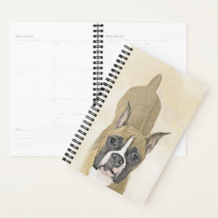 Boxer Painting - Cute Original Dog Art Planner
