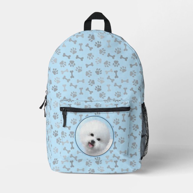 Boxer Painting - Cute Original Dog Art Printed Backpack (Front)