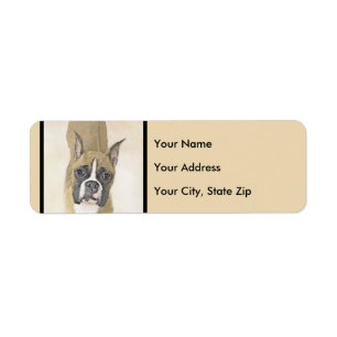 Boxer Painting - Cute Original Dog Art Return Address Label
