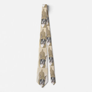 Boxer Painting - Cute Original Dog Art Tie