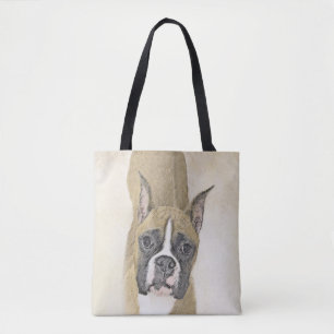 Boxer Painting - Cute Original Dog Art Tote Bag