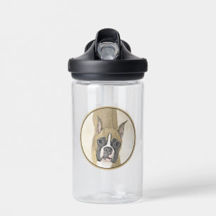 Boxer Painting - Cute Original Dog Art Water Bottle