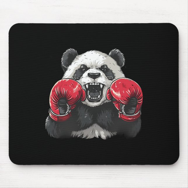 Boxer Panda With Boxing Gloves Kickboxing Funny Bo Mouse Pad (Front)