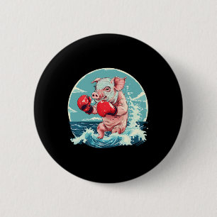 Boxer Pig With Boxing Gloves Kickboxing Funny Boxi 6 Cm Round Badge