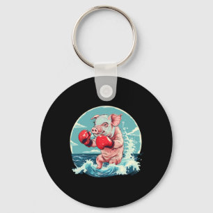 Boxer Pig With Boxing Gloves Kickboxing Funny Boxi Key Ring