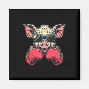 Boxer Pig With Boxing Gloves Kickboxing Funny Boxi Magnet