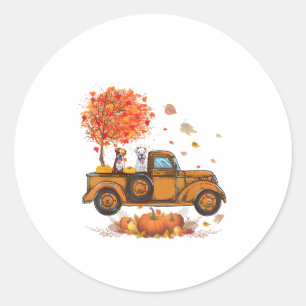 Boxer Pumpkins Truck Autumn Leaf Fall thanksgiving Classic Round Sticker